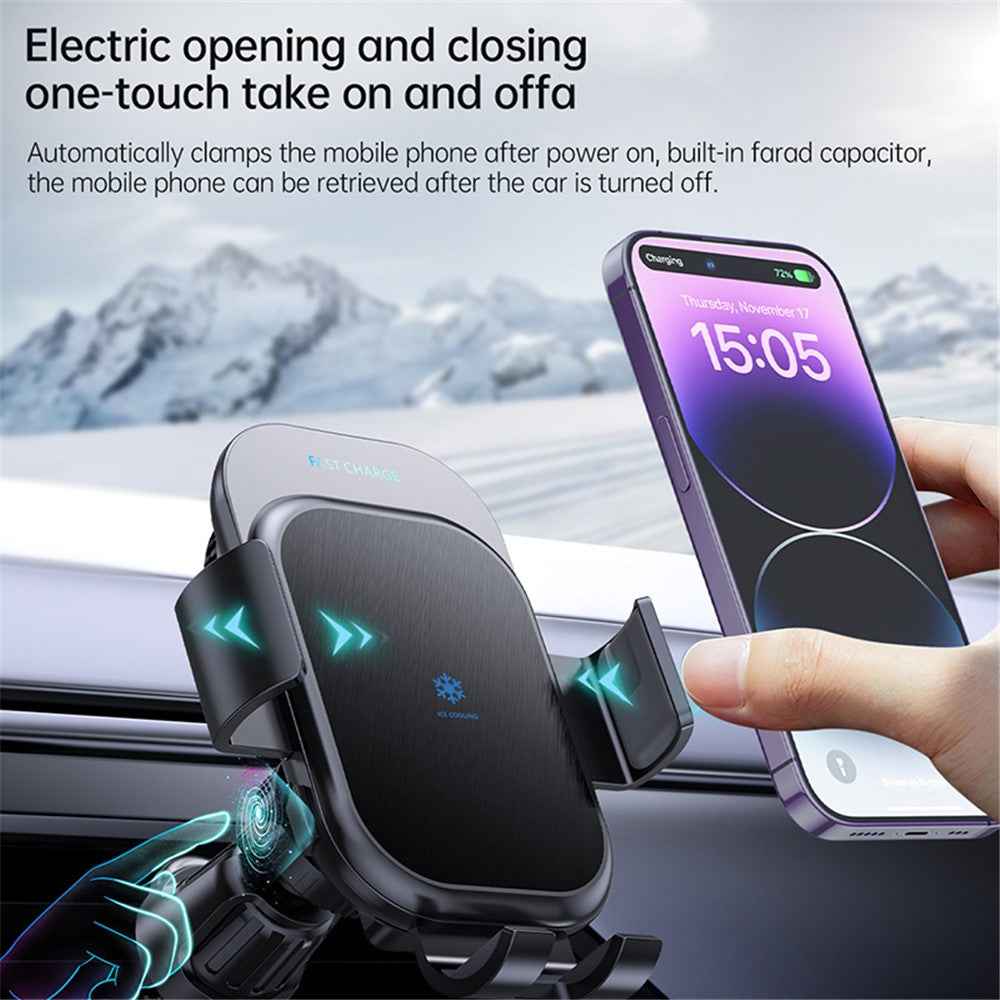 Z100A Semiconductor Cooling Dual Coil Car Wireless Charger for iPhone 15 / Samsung Galaxy Z Flip