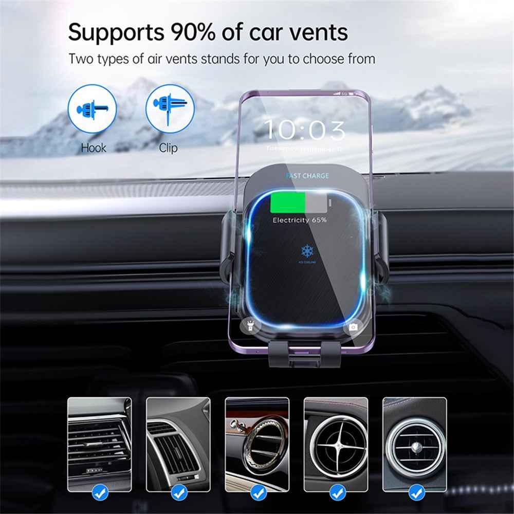 Z100A Semiconductor Cooling Dual Coil Car Wireless Charger for iPhone 15 / Samsung Galaxy Z Flip