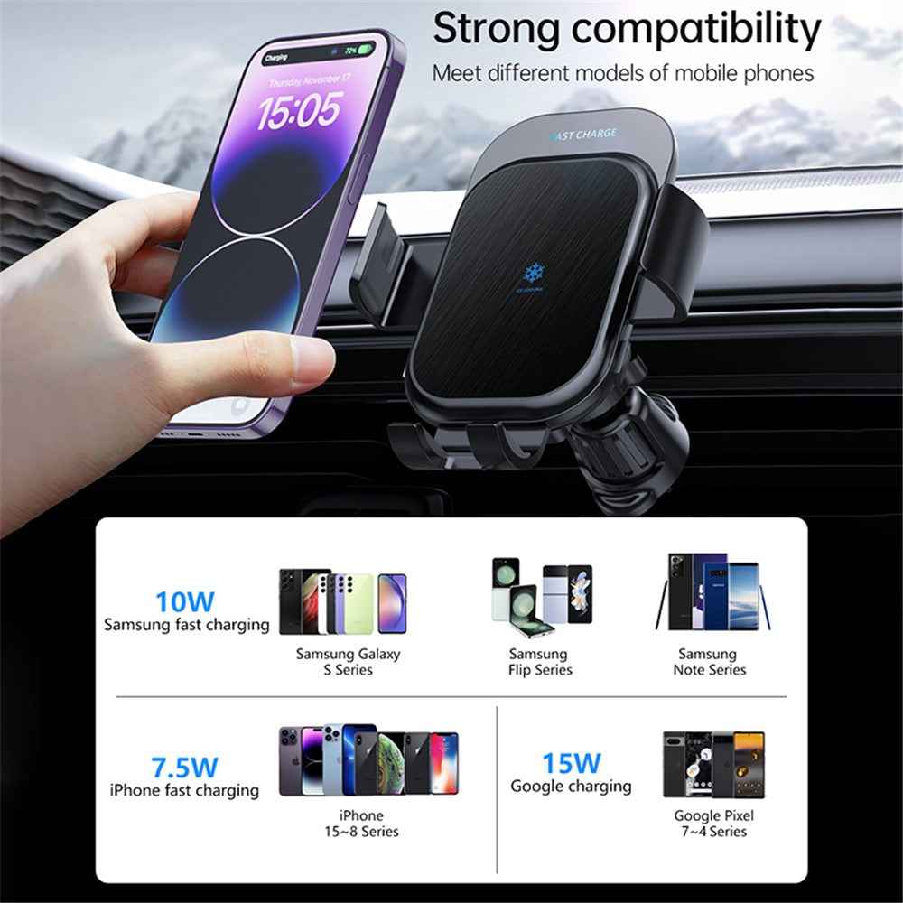 Z100A Semiconductor Cooling Dual Coil Car Wireless Charger for iPhone 15 / Samsung Galaxy Z Flip