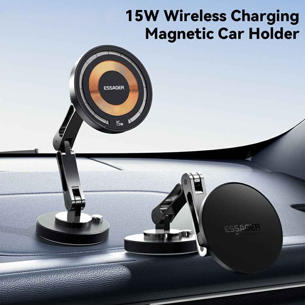 ESSAGER Wireless Charging Car Magnetic Phone Holder Adhesive Dashboard Cell Phone Bracket