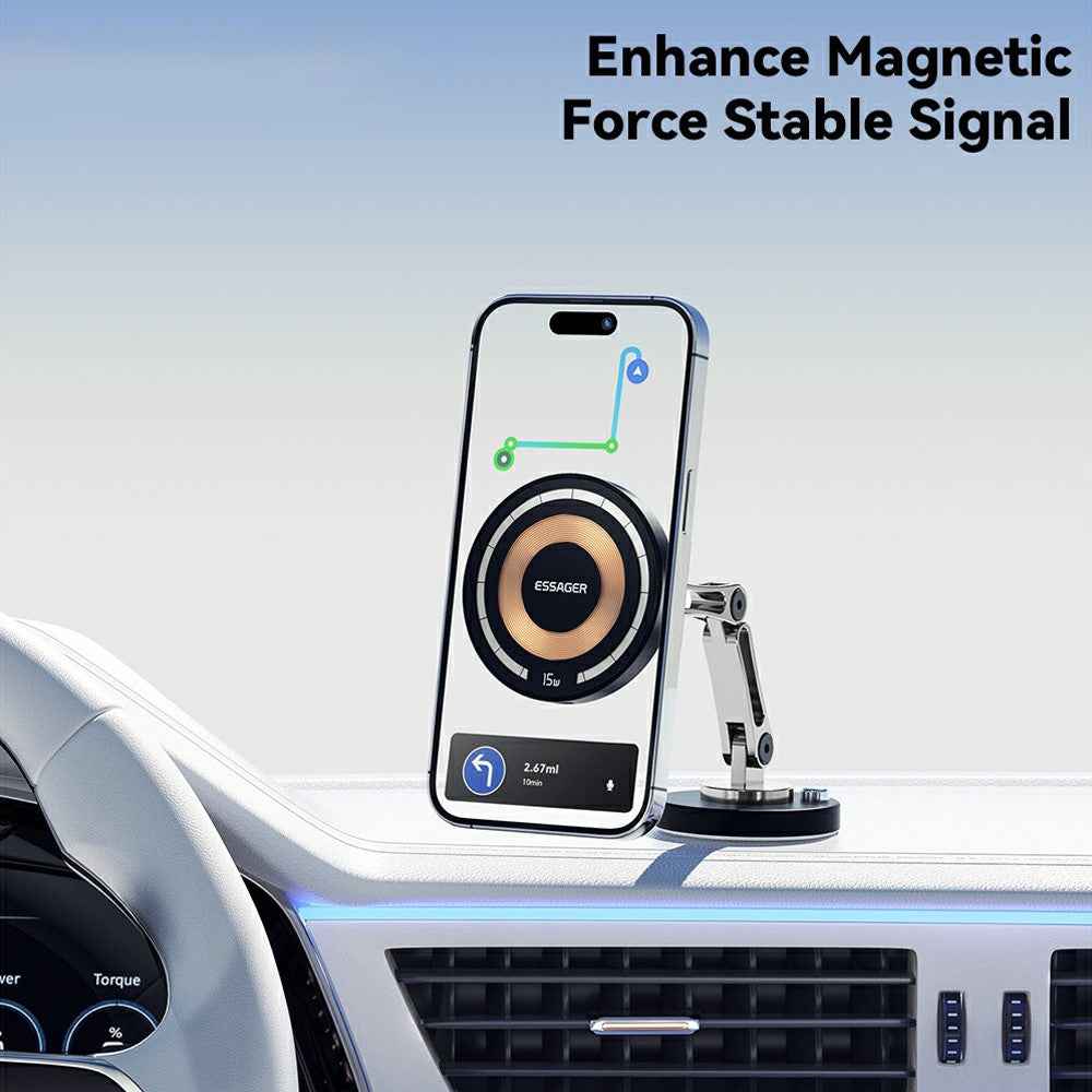 ESSAGER Wireless Charging Car Magnetic Phone Holder Adhesive Dashboard Cell Phone Bracket