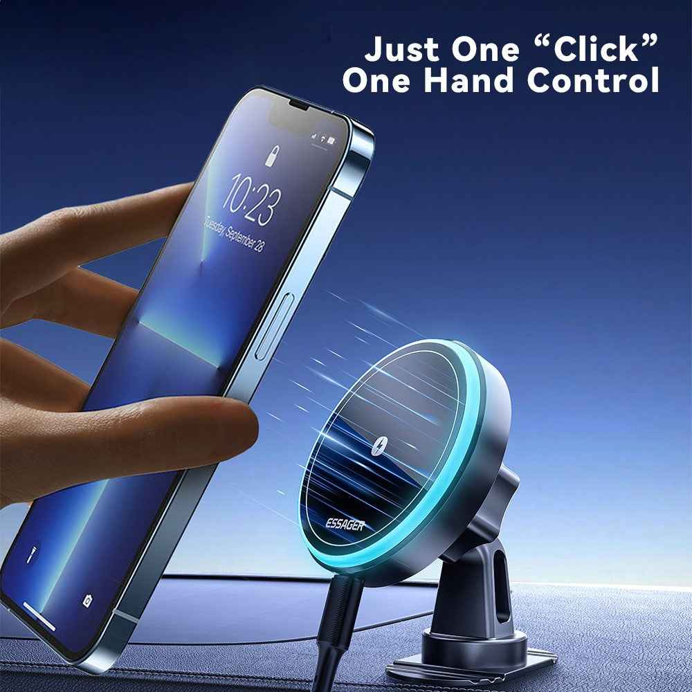 ESSAGER Car Air Outlet+Adhesive Car Mount Magnetic Wireless Charger Phone Bracket Holder