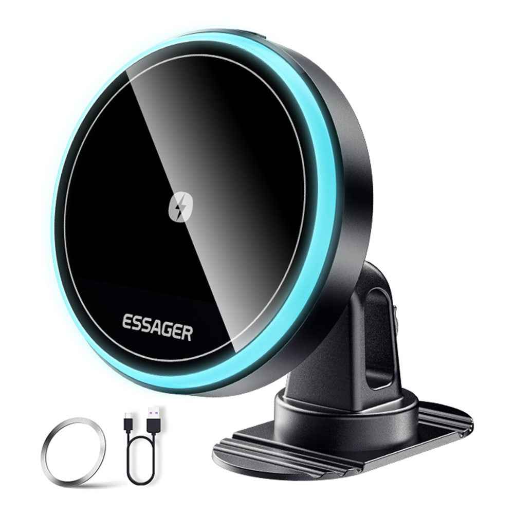 ESSAGER Magnetic Wireless Charger Car Mount Cell Phone Bracket Holder Charger - Self-Adhesive Type