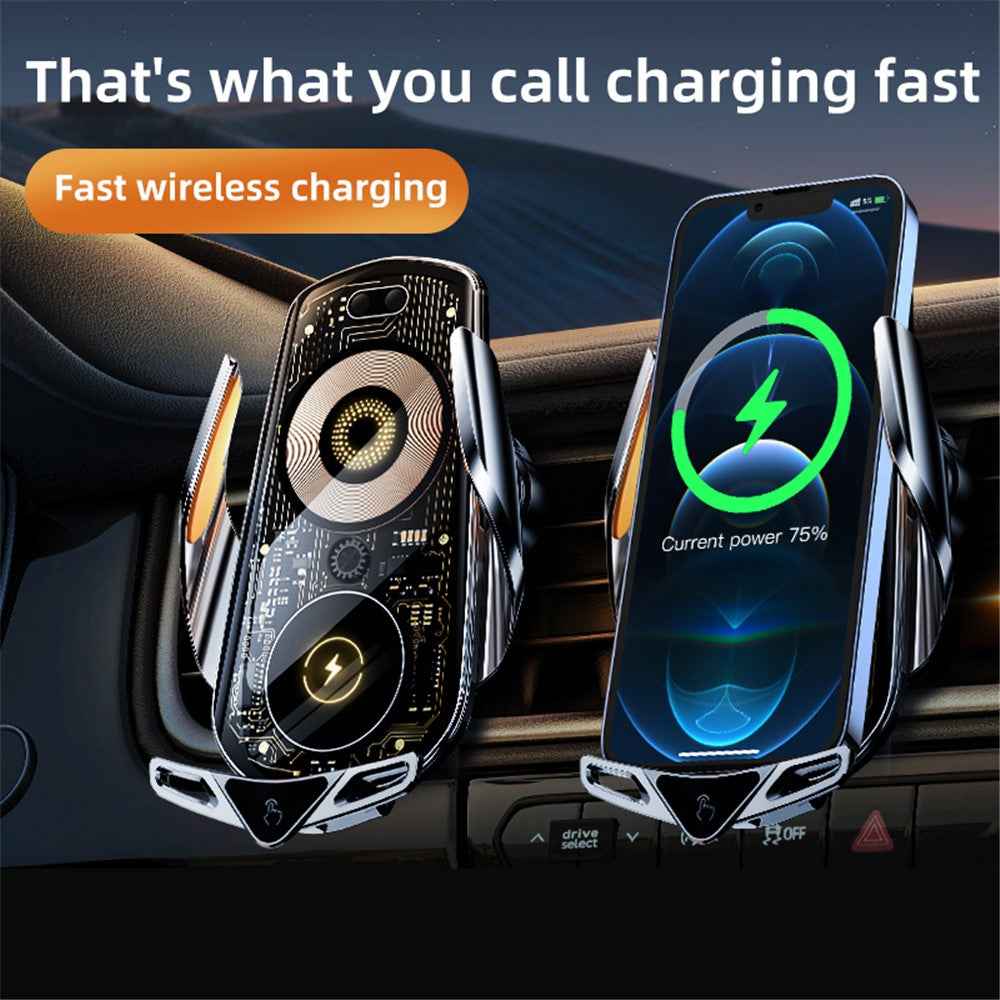 C19 Magnetic Phone Mount Car Air Vent Phone Holder Wireless Charger - Silver