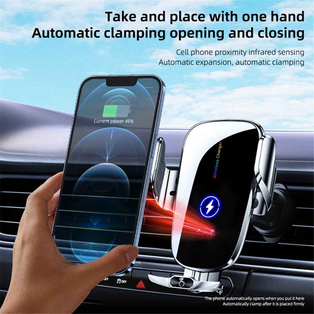 C6 Magnetic Wireless Car Charger Air Vent Car Phone Mount for 5.4-7.2 inch Phones - Black