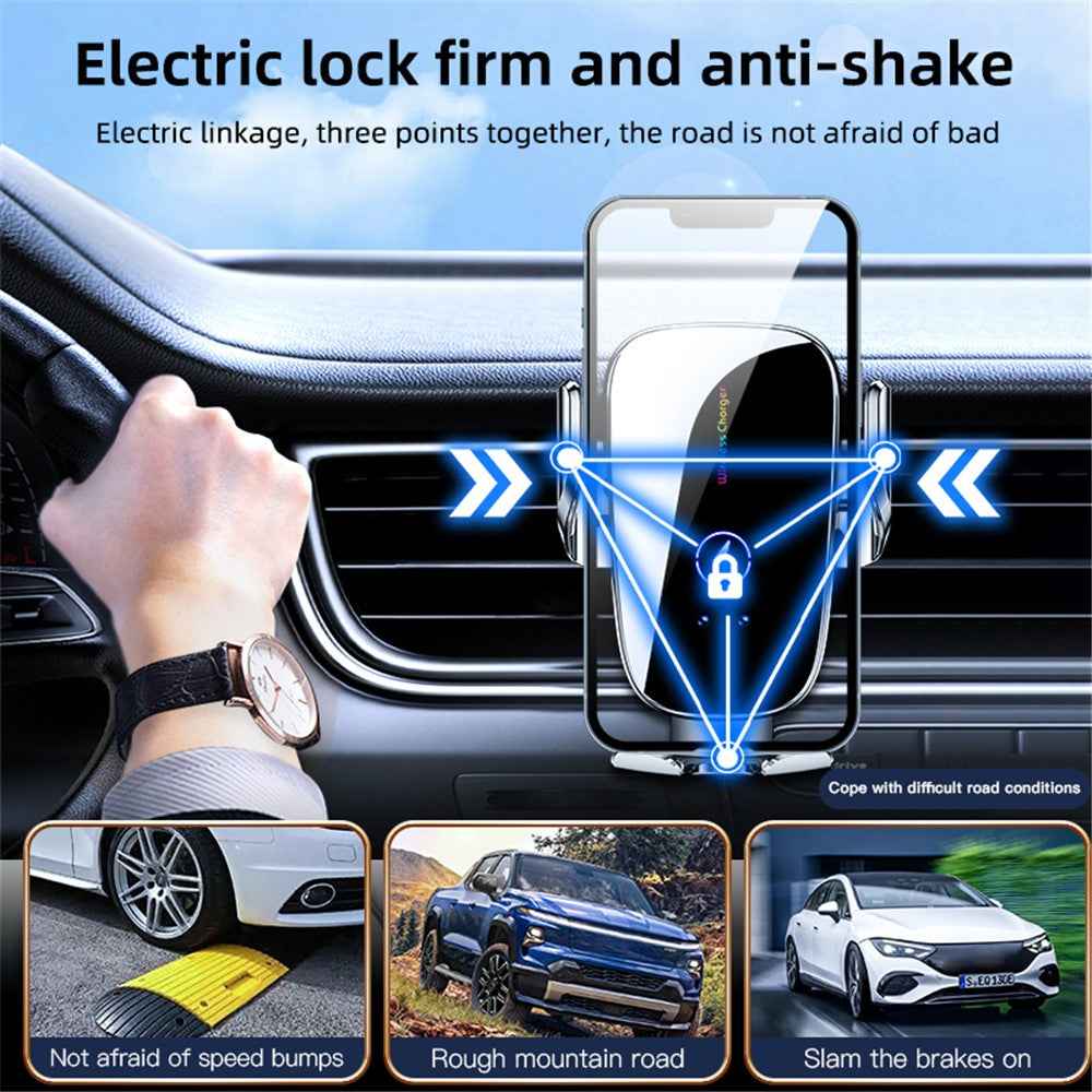 C5 Car Air Vent Phone Mount Wireless Phone Charger Cell Phone Bracket - Black