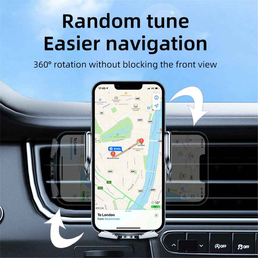 C5 Car Air Vent Phone Mount Wireless Phone Charger Cell Phone Bracket - Black