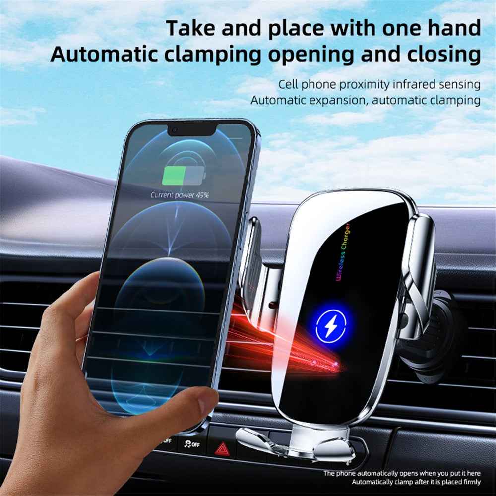 C5 Car Air Vent Phone Mount Wireless Phone Charger Cell Phone Bracket - Black