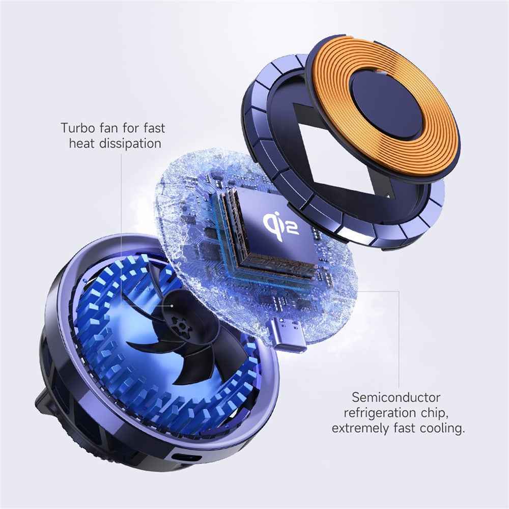 S23 Semiconductor Cooling Qi2 15W Car Air Outlet Phone Magnetic Wireless Charger, Tempered Glass Panel