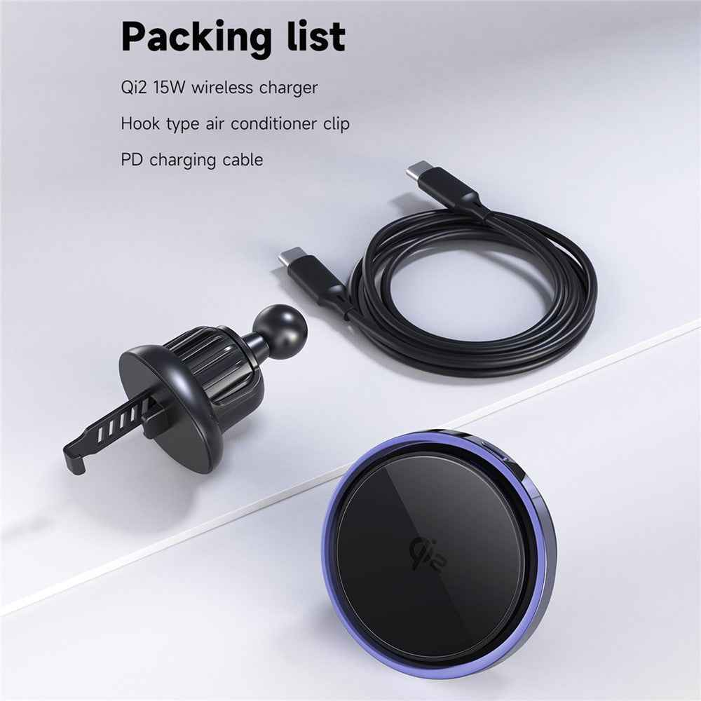 S23 Semiconductor Cooling Qi2 15W Car Air Outlet Phone Magnetic Wireless Charger, Tempered Glass Panel