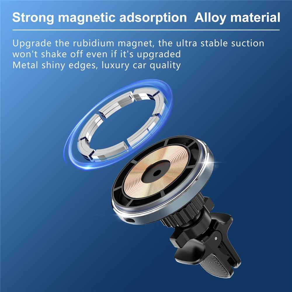 M68 15W Magnetic Car Phone Holder Aluminum Alloy Wireless Car Phone Charger with Light