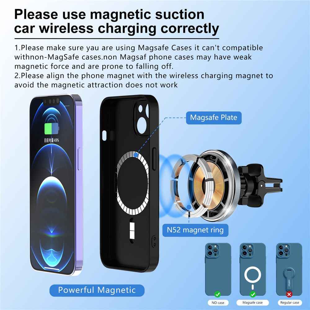 M68 15W Magnetic Car Phone Holder Aluminum Alloy Wireless Car Phone Charger with Light