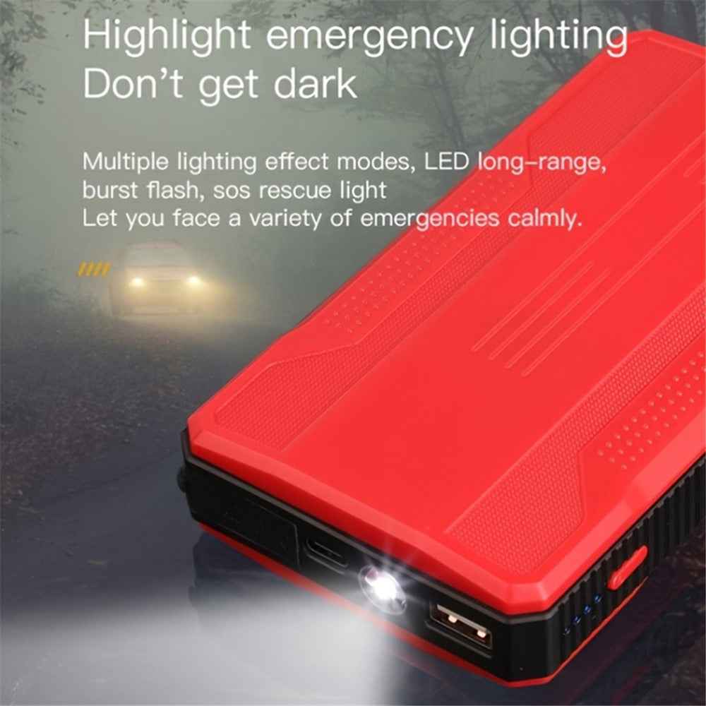 R23 Car Emergency Starter 6000mAh Power Bank External Battery Pack Portable Phone Charger with LED Light - Red