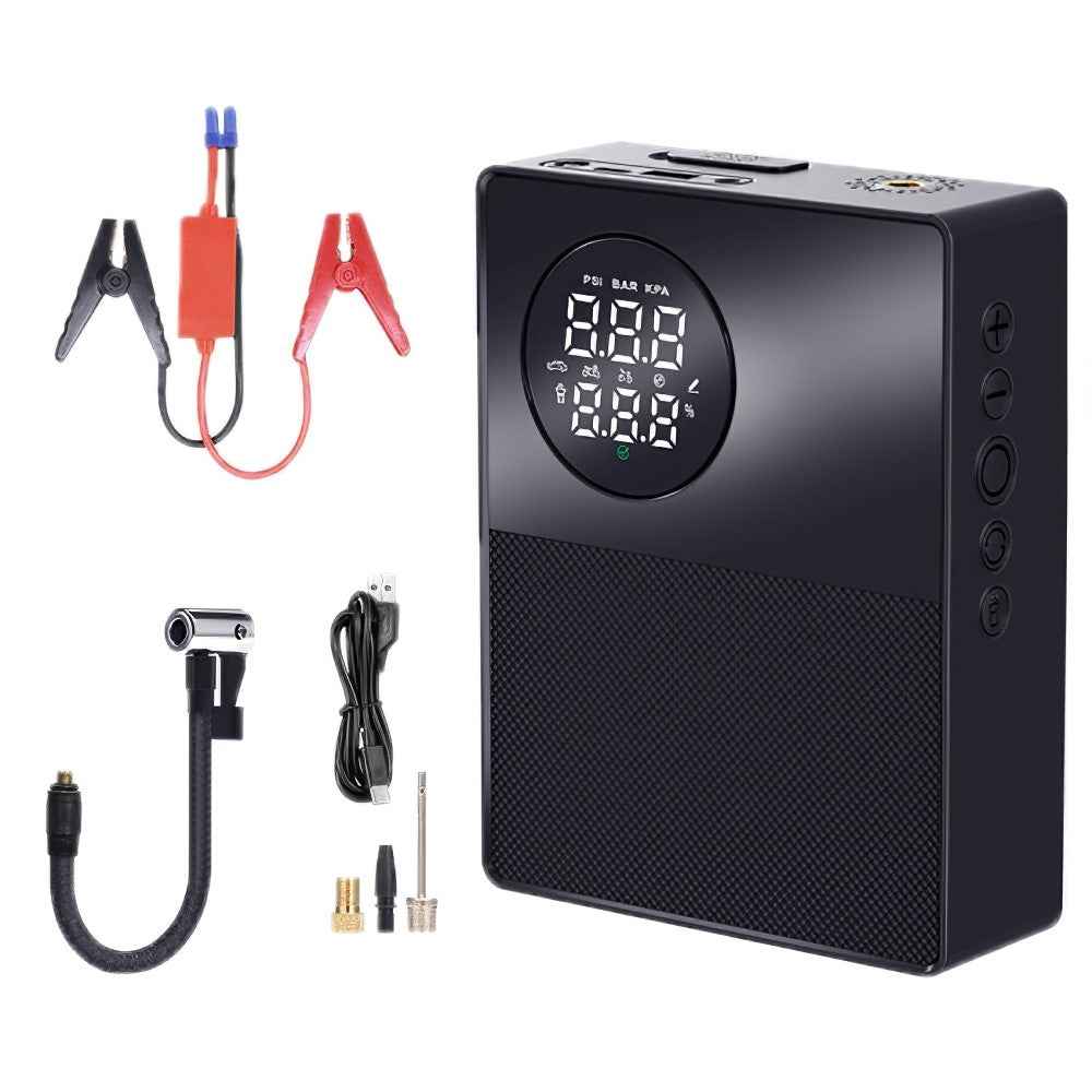 8000mAh 35C Car Jump Starter Phone Battery Charger Tyre Inflator with LED Light, Standard Battery Clip Cable