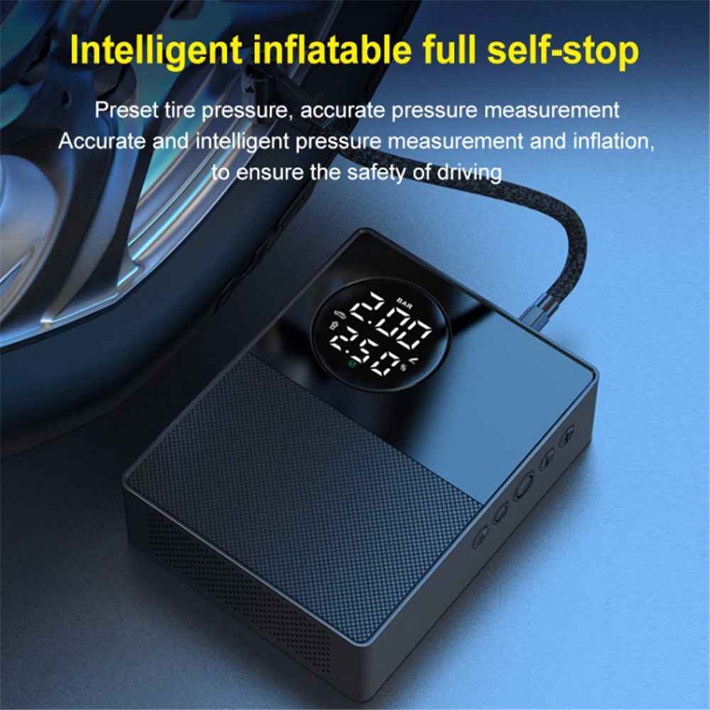 8000mAh 35C Car Jump Starter Phone Battery Charger Tyre Inflator with LED Light, Standard Battery Clip Cable