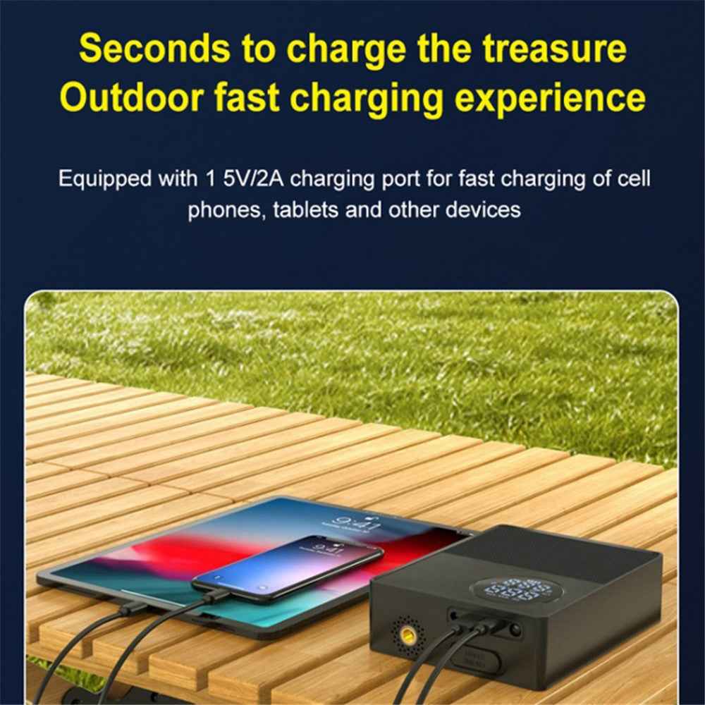 8000mAh 35C Car Jump Starter Phone Battery Charger Tyre Inflator with LED Light, Standard Battery Clip Cable