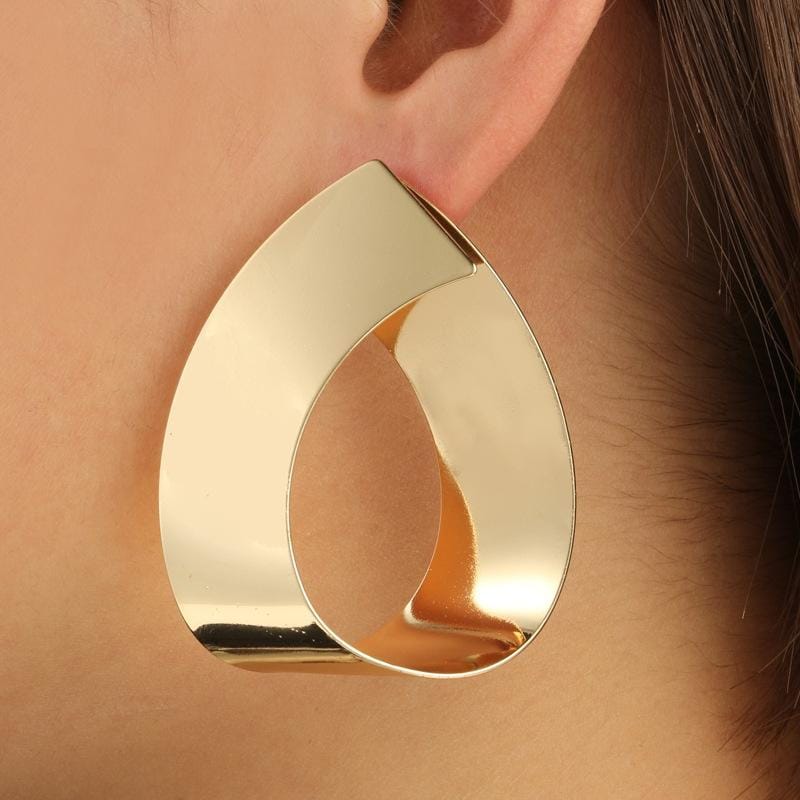 Personal Ear Accessories Geometric Drop Mirror Metal Earrings (Gold)