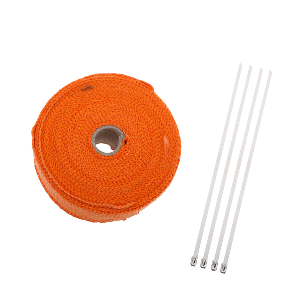 2 32Ft Fiberglass Manifold Header Exhaust Heat Tape Wrap Ties Orange"