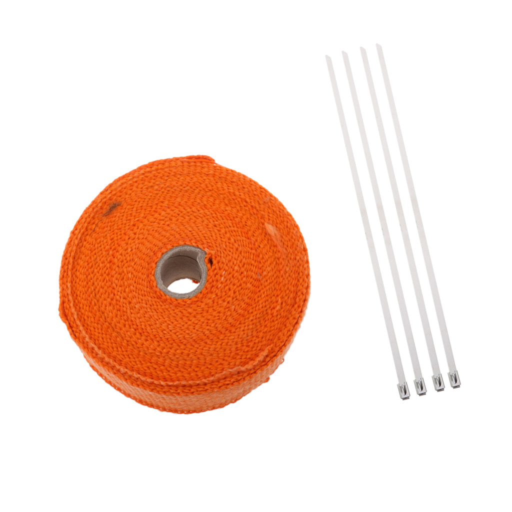 2 32Ft Fiberglass Manifold Header Exhaust Heat Tape Wrap Ties Orange"