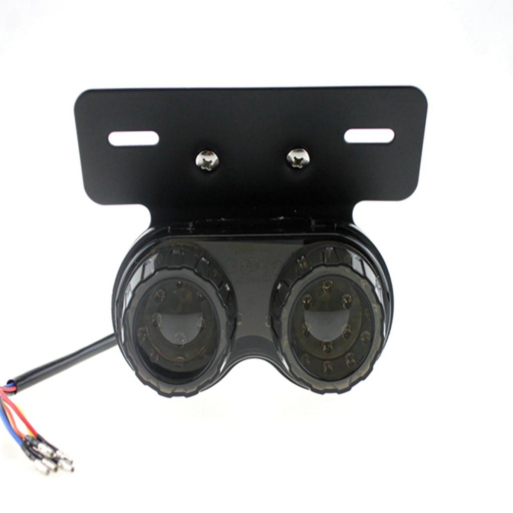 LED Motorcycle Dual Tail Turn Signal Brake License Plate Integrated Light