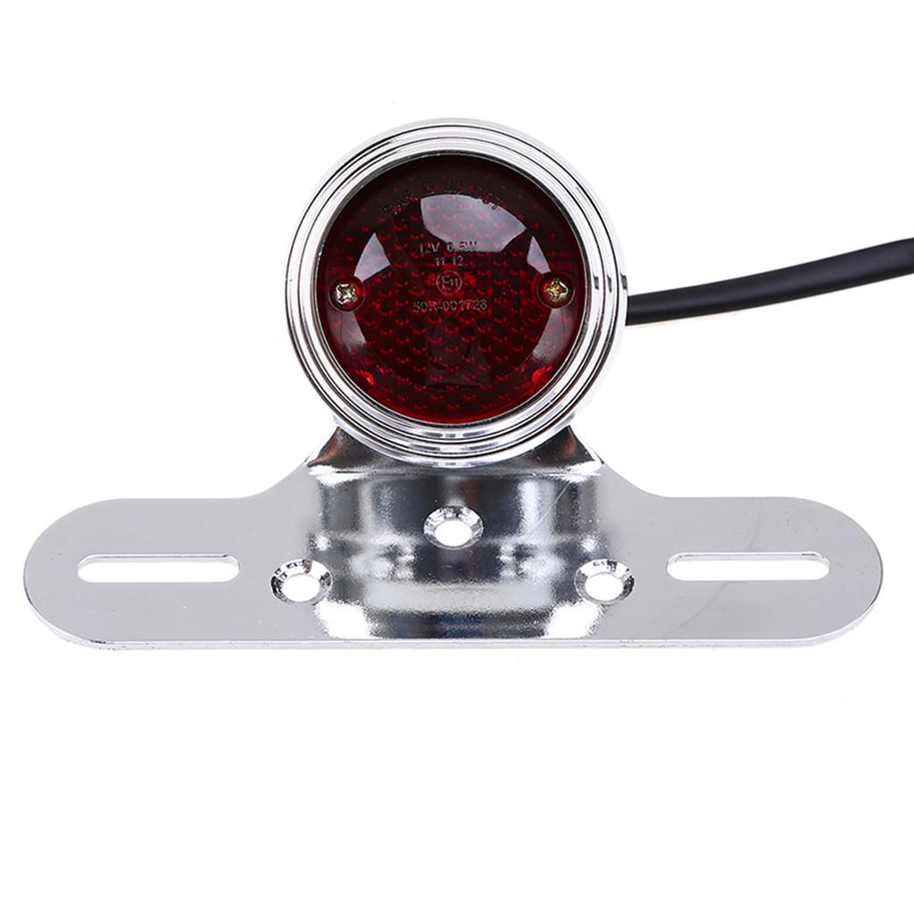 Motorcycle License Plate Rear Light 12V Taillights For ATV Cafe Racer Silver