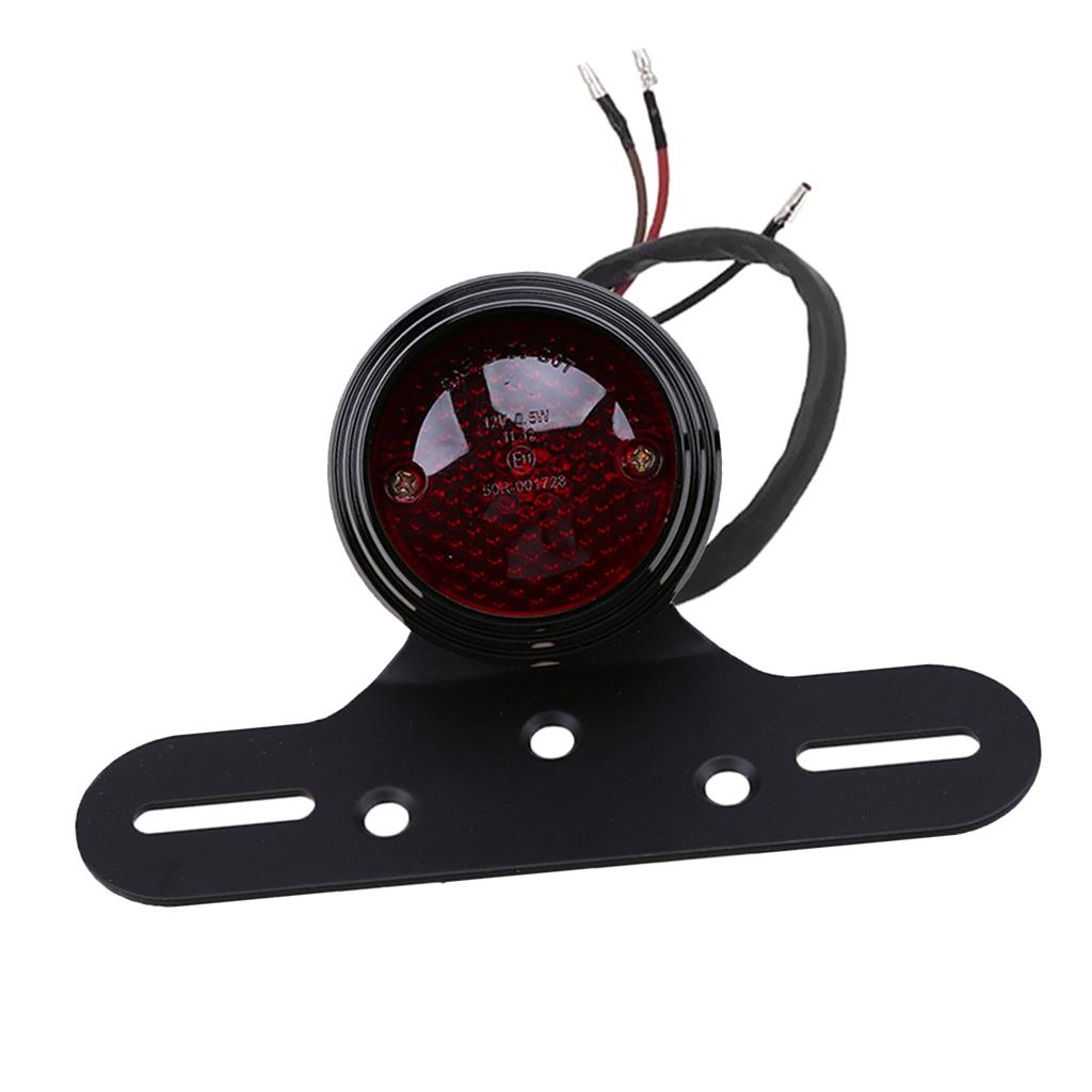 Motorcycle License Plate Rear Light 12V Taillights For ATV Cafe Racer Black