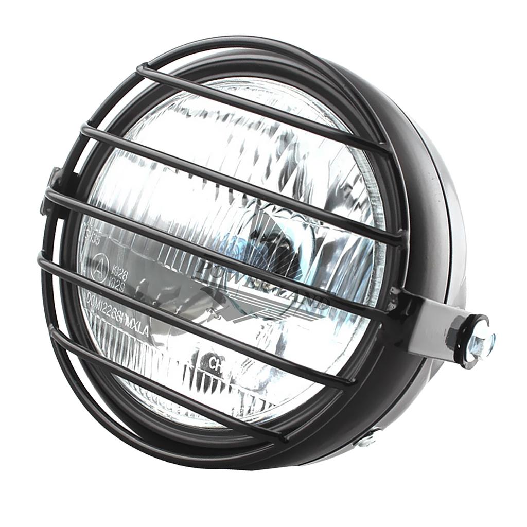 Motorcycle Retro Headlight Head Lamp with Grill Cover for GN125 CG125 Silver