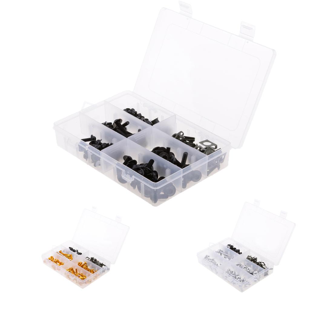 177Pcs Motorcycle Bodywork Windscreen Fairing Bolt Nuts Screws Kit Black