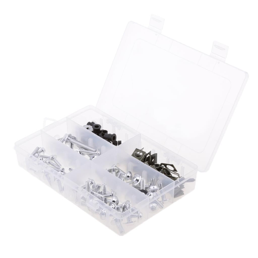177Pcs Motorcycle Bodywork Windscreen Fairing Bolt Nuts Screws Kit Silver