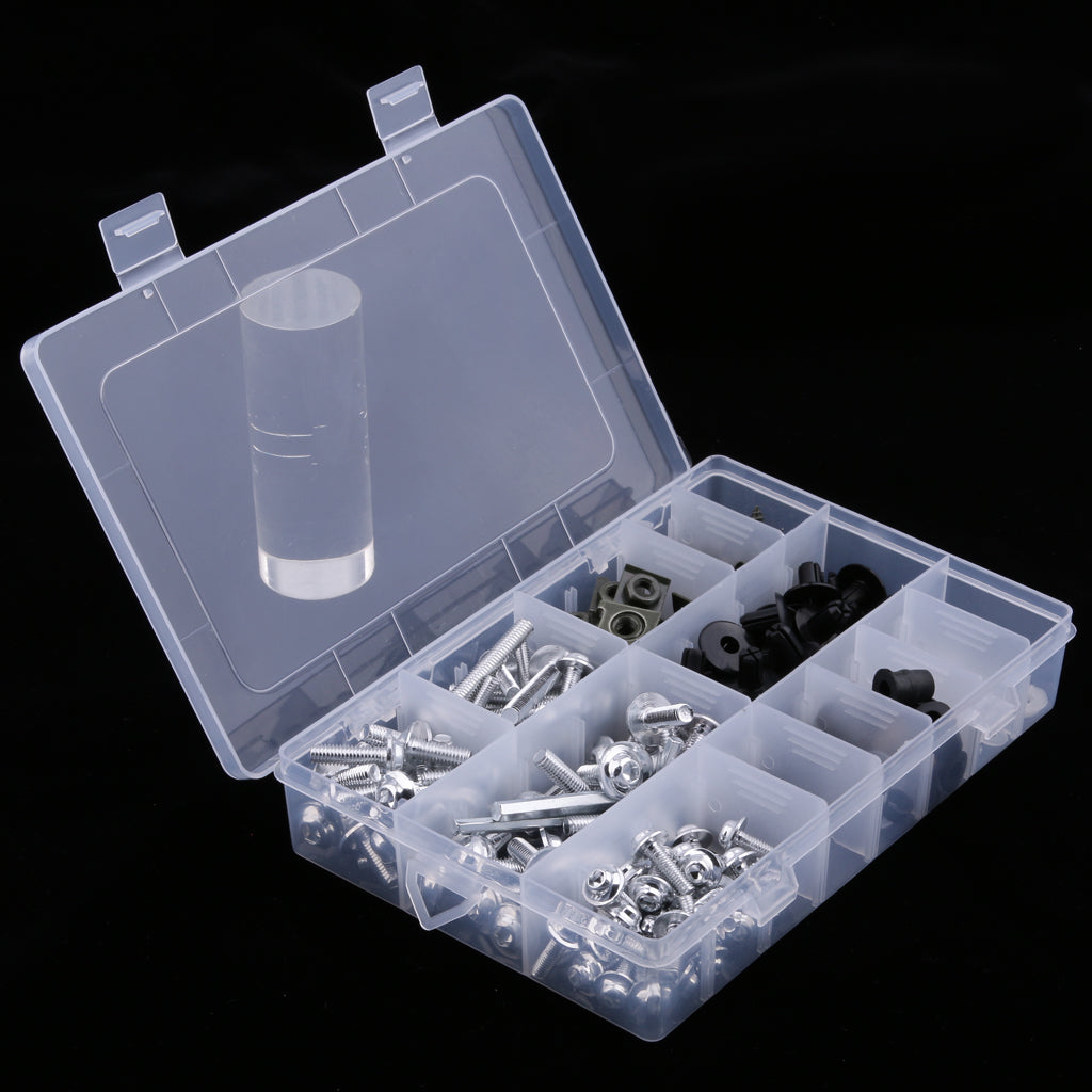 223 Pieces Motorcycle Windscreen Fairing Bolts Fastener Clips Screws Silver