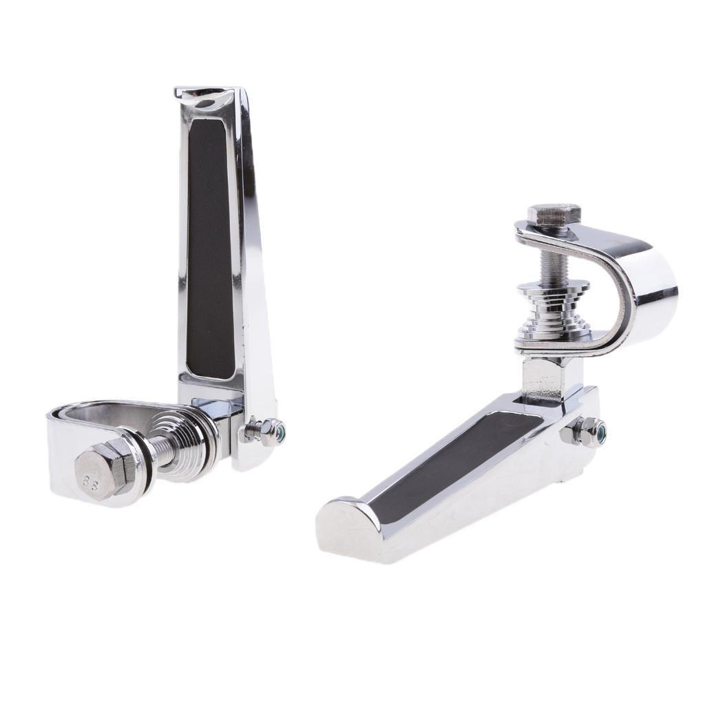 Universal Chrome Motorcycle Anti-Vibrate Engine Guard Foot Pegs w/ Clamp Footpegs Footrest