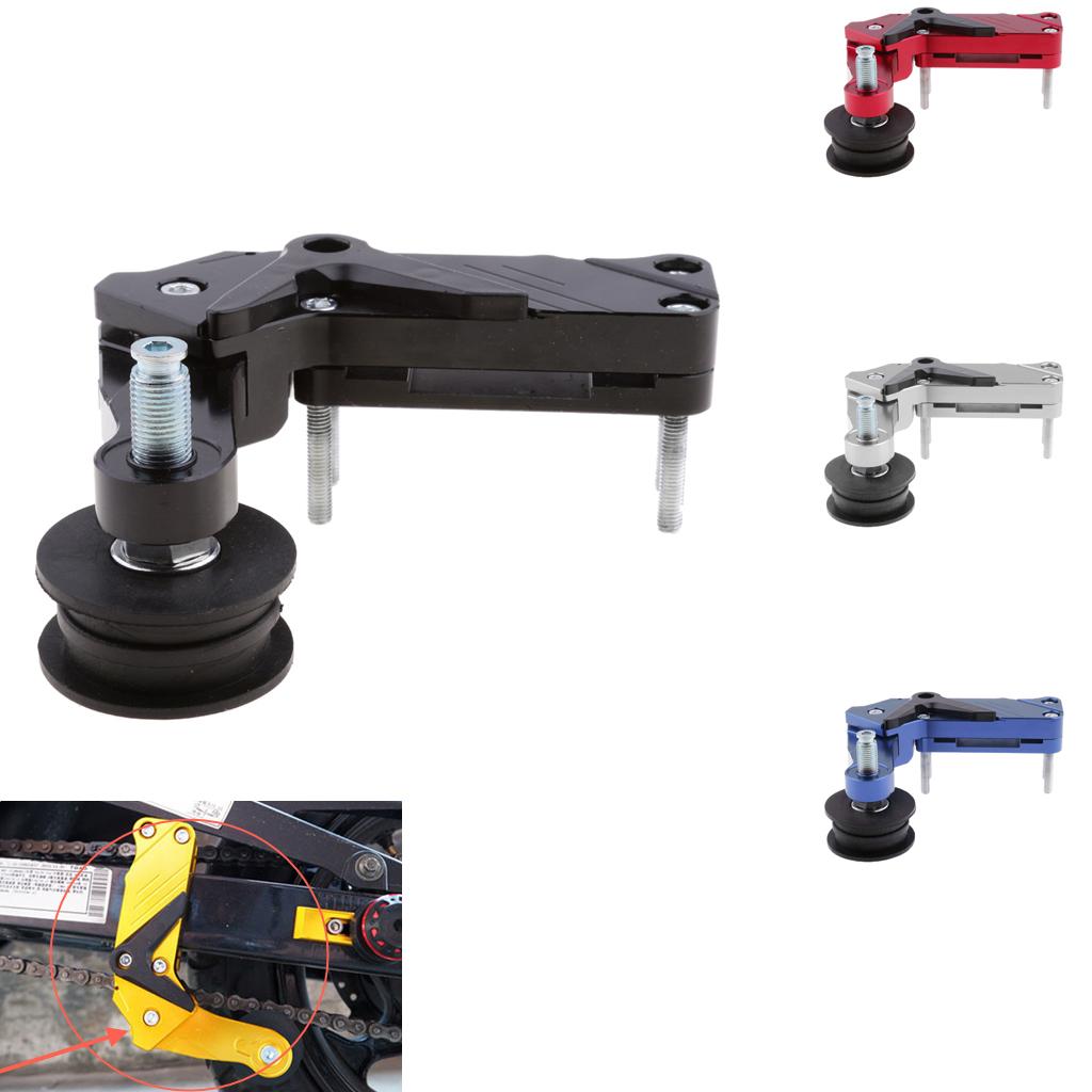 Universal Aluminum Chain Roller Tensioner Adjuster for Motorcycle Silver