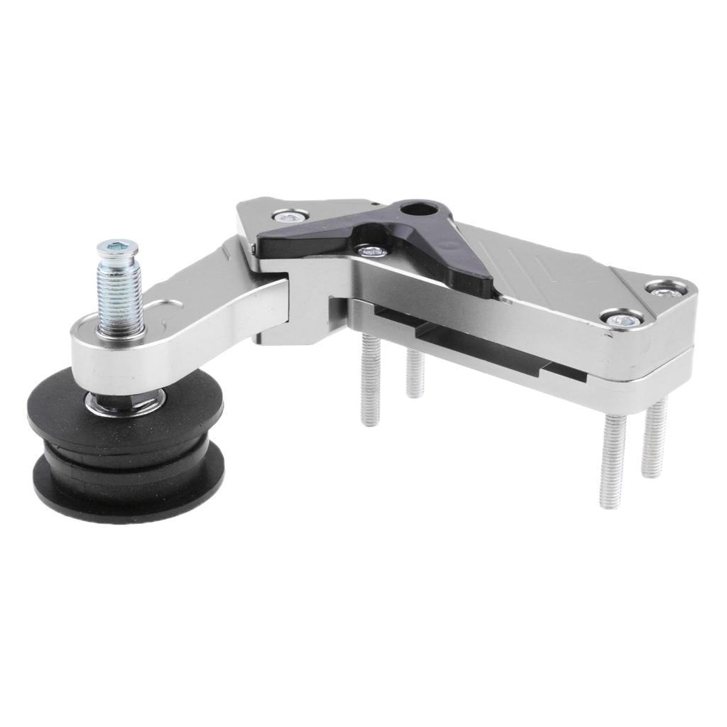 Universal Aluminum Chain Roller Tensioner Adjuster for Motorcycle Silver