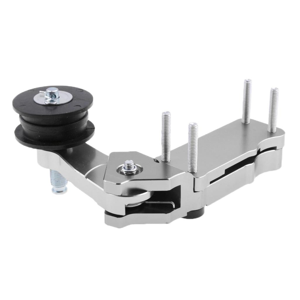 Universal Aluminum Chain Roller Tensioner Adjuster for Motorcycle Silver