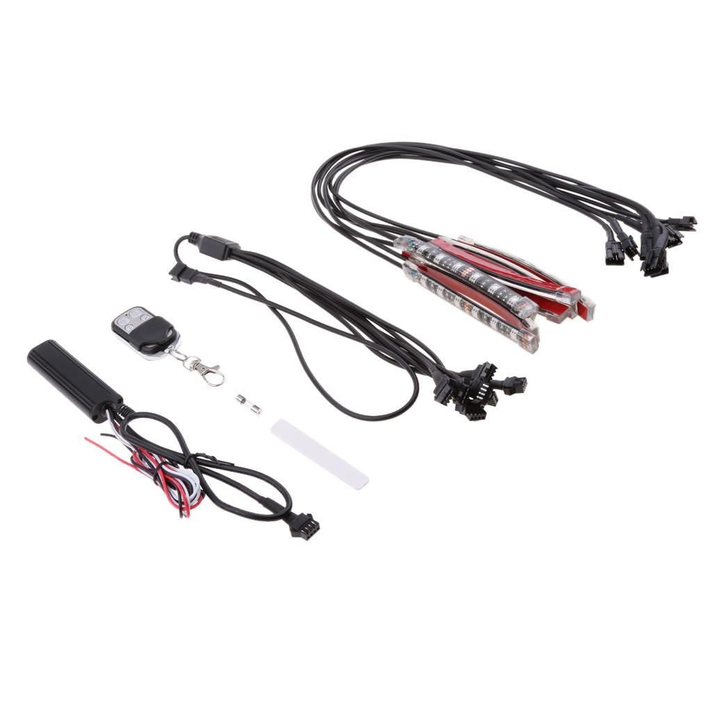Multi color RGB 18 Colors LED Light 8 Strip SET Universal Motorcycle Car ATV