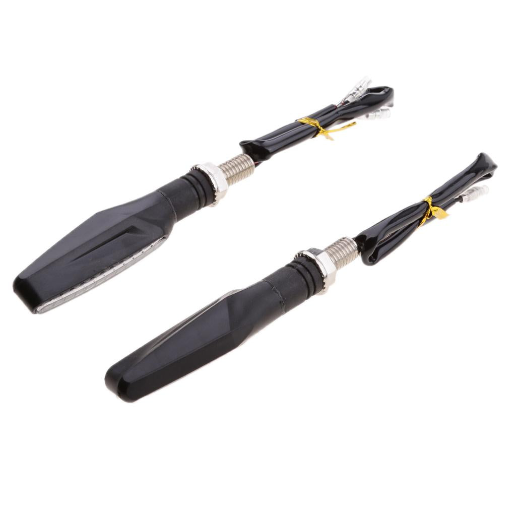 2pcs Universal Motorcycle LED Turn Signal Indicators Blinkers Amber Black