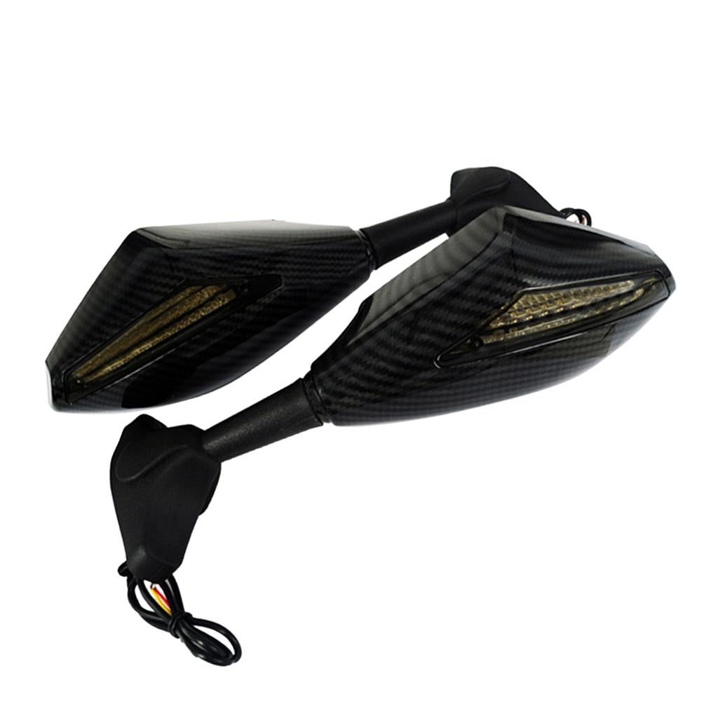 Carbon LED Intergrated Turn Signal Mirror For Honda Yamaha Kawasaki 171 N3