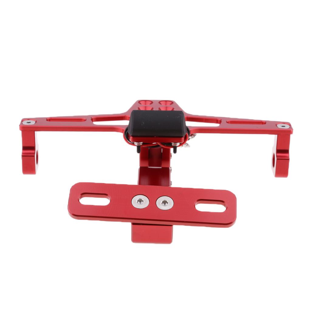 Motorcycle Adjustable Red CNC License Number Plate Bracket with LED Light