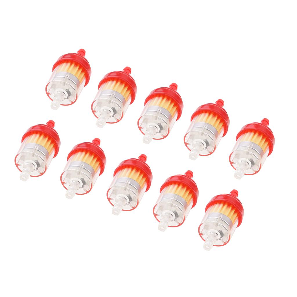 Universal Motorcycle Scooter Car Inline 6mm Clear Fuel Filter Red X10