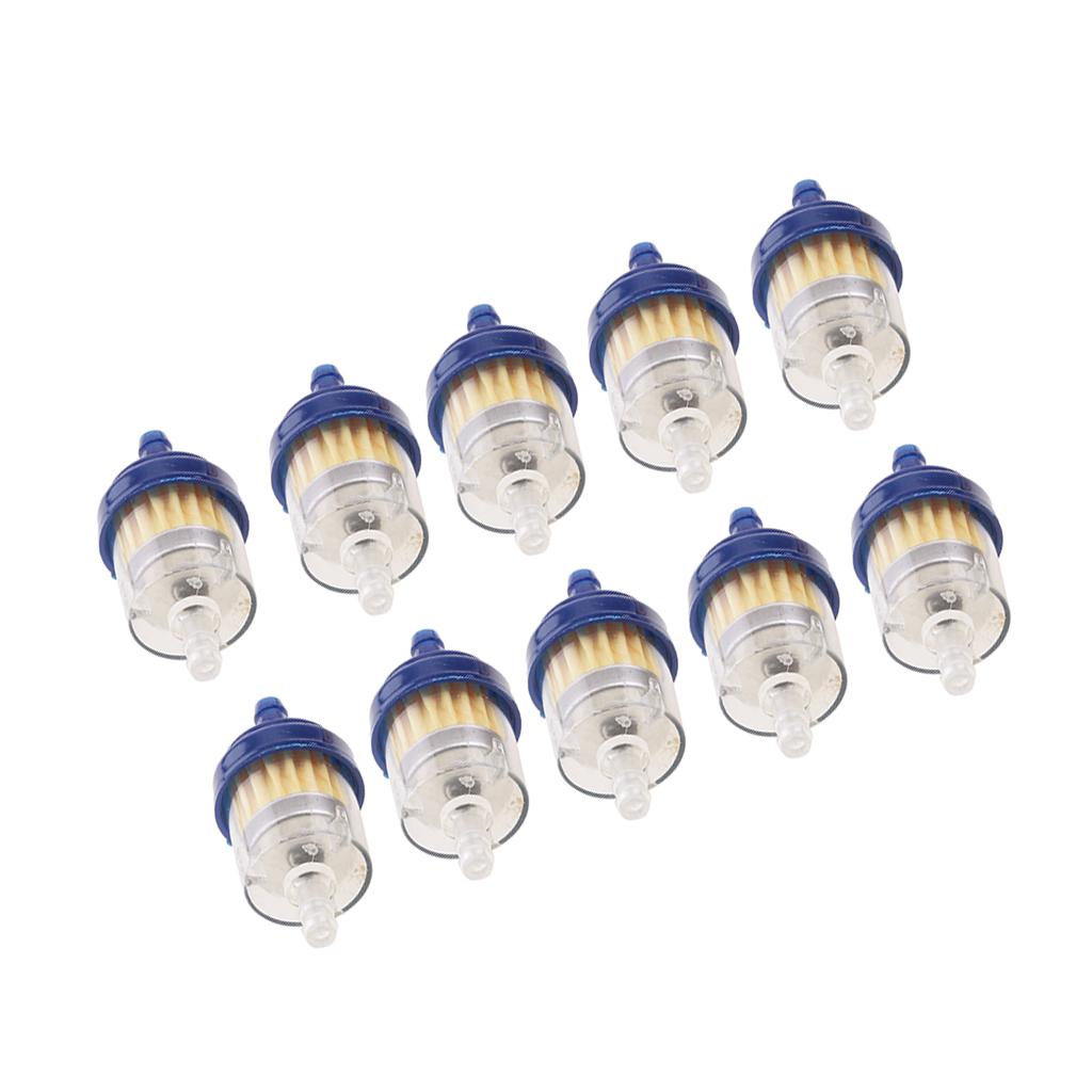 Universal Motorcycle Scooter Car Inline 6mm Clear Fuel Filter Blue X10