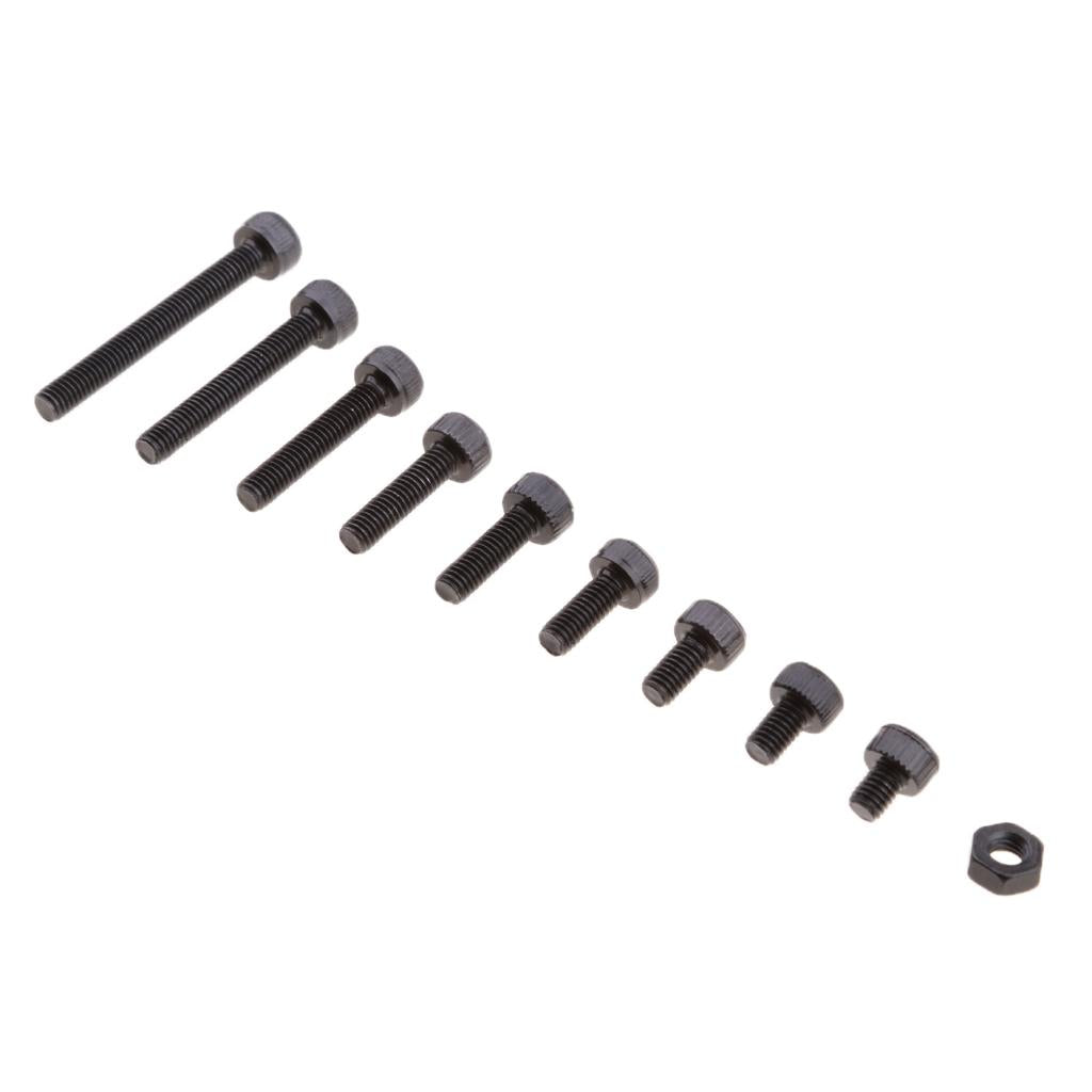 280Pcs Carbon Steel M3 Screw Kits Hex Socket 4mm-25mm Head Tapping Cap Set
