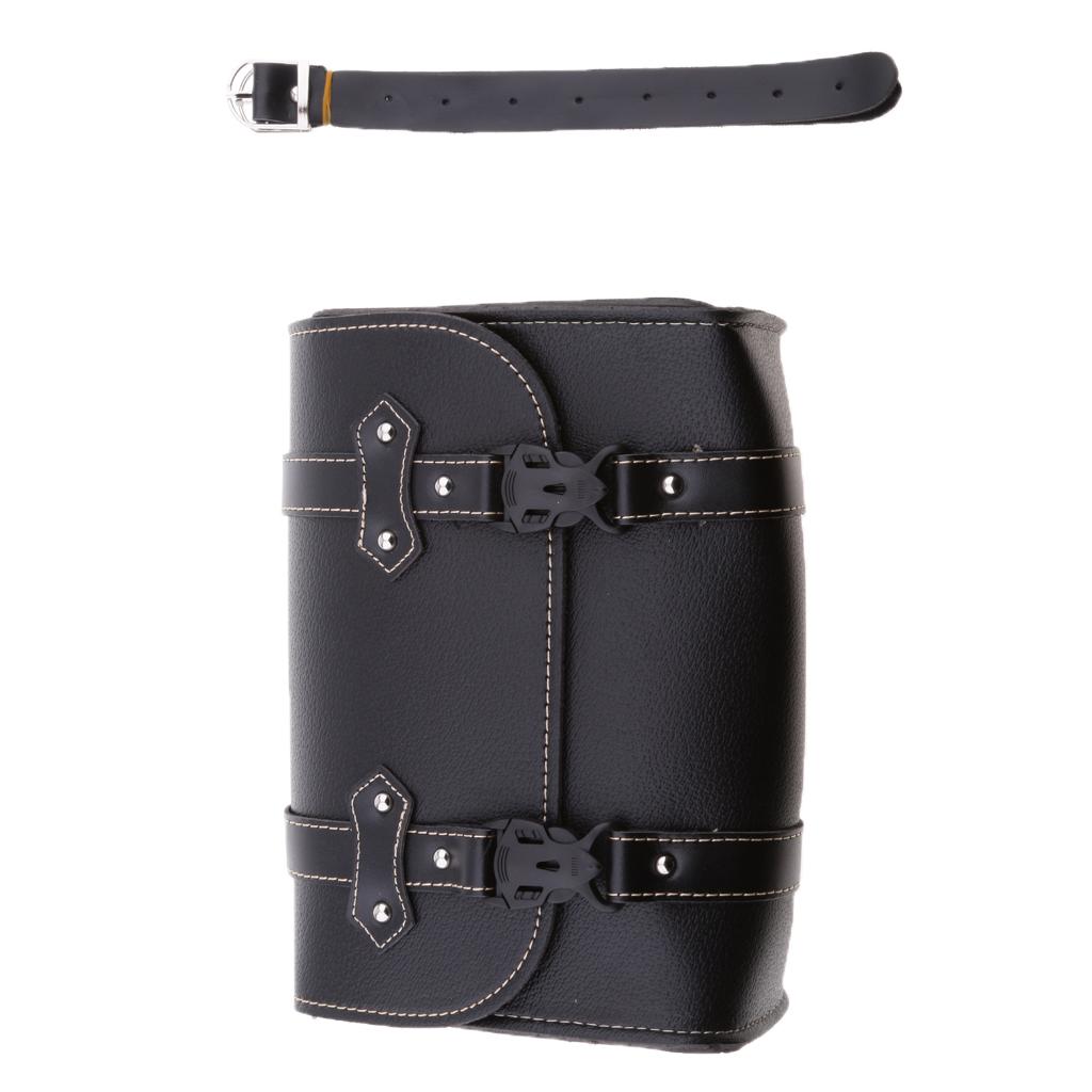 Motorcycle Saddle Luggage Side Back Pouch Tool Bag Storage PU For Harley