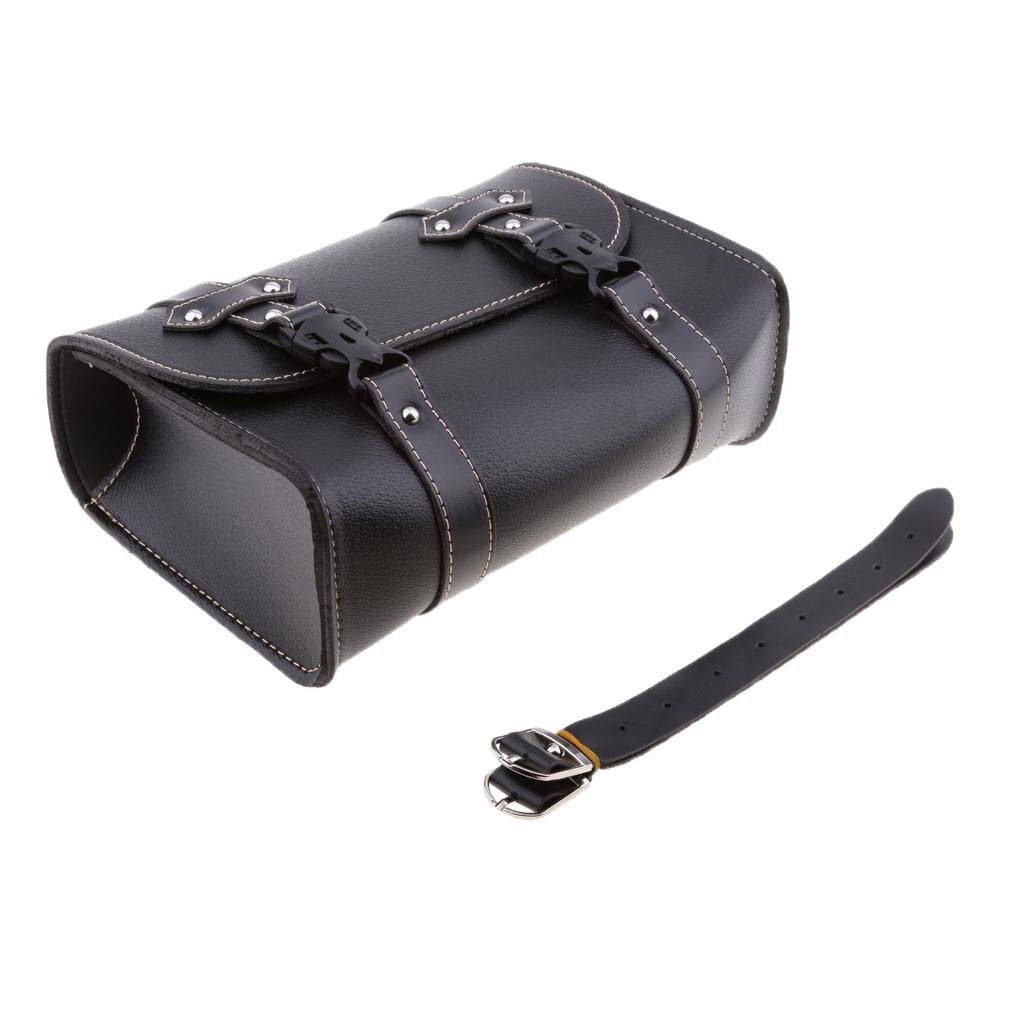 Motorcycle Saddle Luggage Side Back Pouch Tool Bag Storage PU For Harley