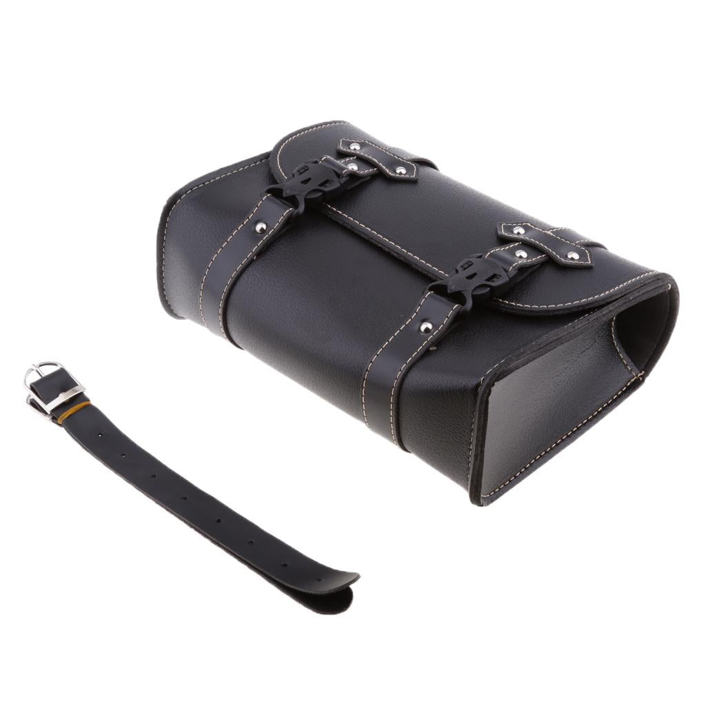 Motorcycle Saddle Luggage Side Back Pouch Tool Bag Storage PU For Harley