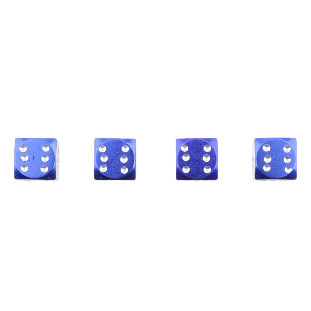3x4Pcs Dice Motorcycle Car Truck Wheel Stem Air Valve Caps Covers Blue