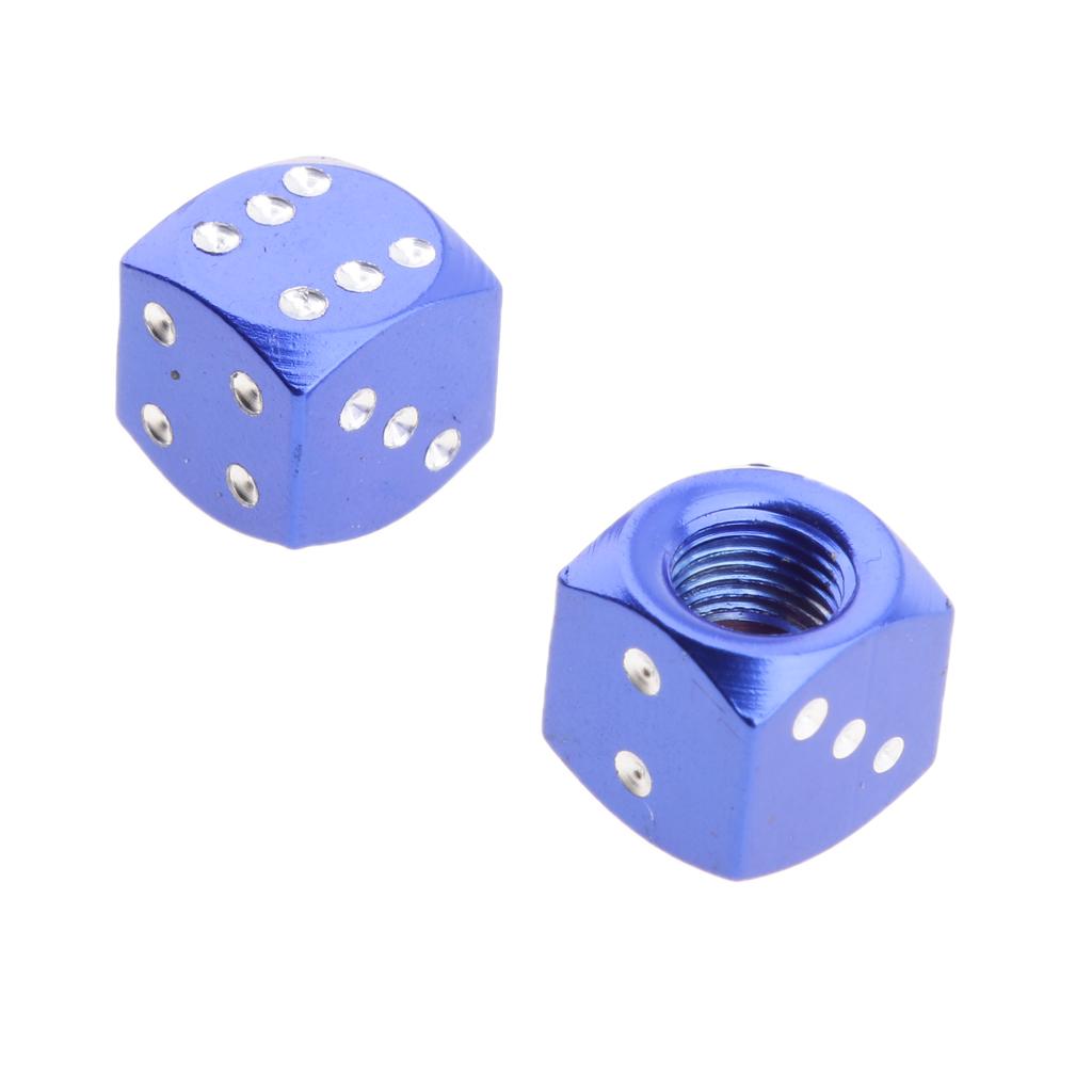 4Pcs Dice Motorcycle Car Truck Wheel Stem Air Valve Caps Covers Blue