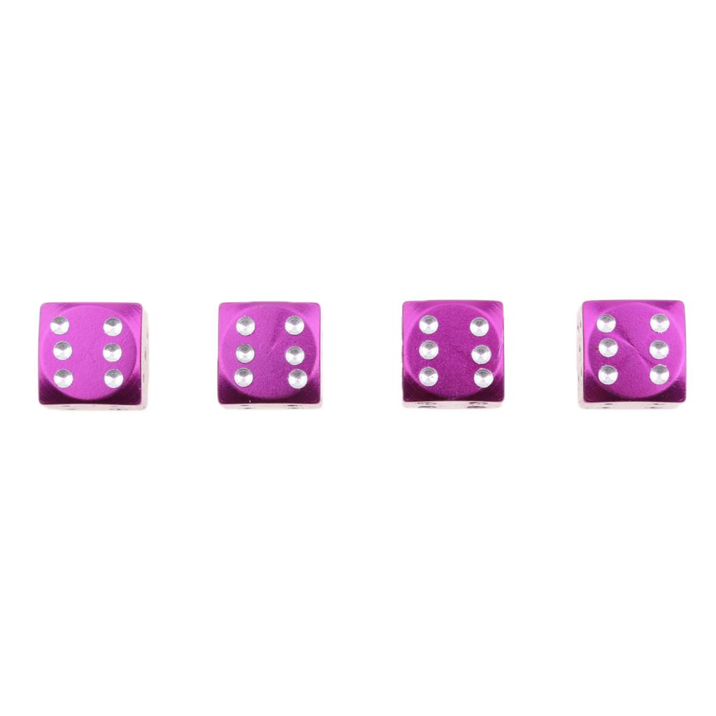 4Pcs Dice Motorcycle Car Truck Wheel Stem Air Valve Caps Covers Purple