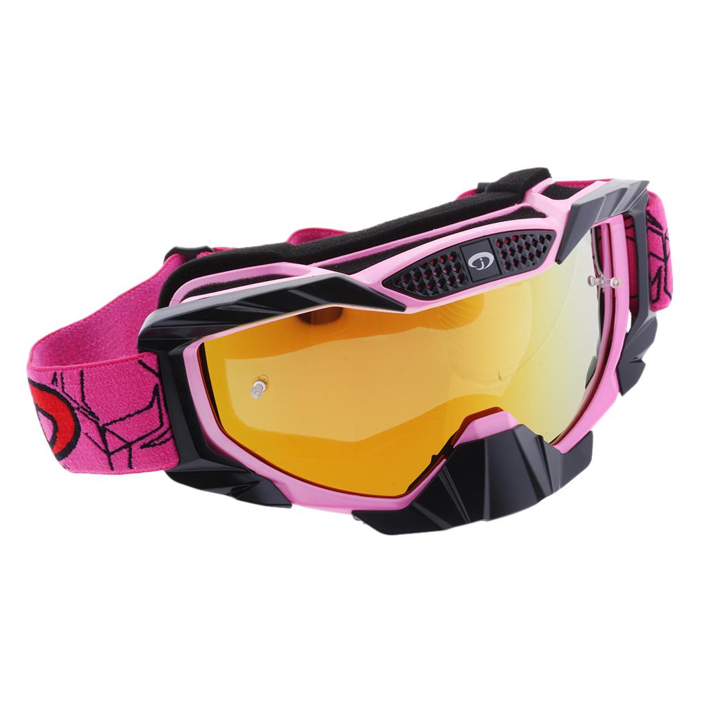 Motorcycle Windproof Anti-Fog Dustproof Goggles Colorful Lens Pink