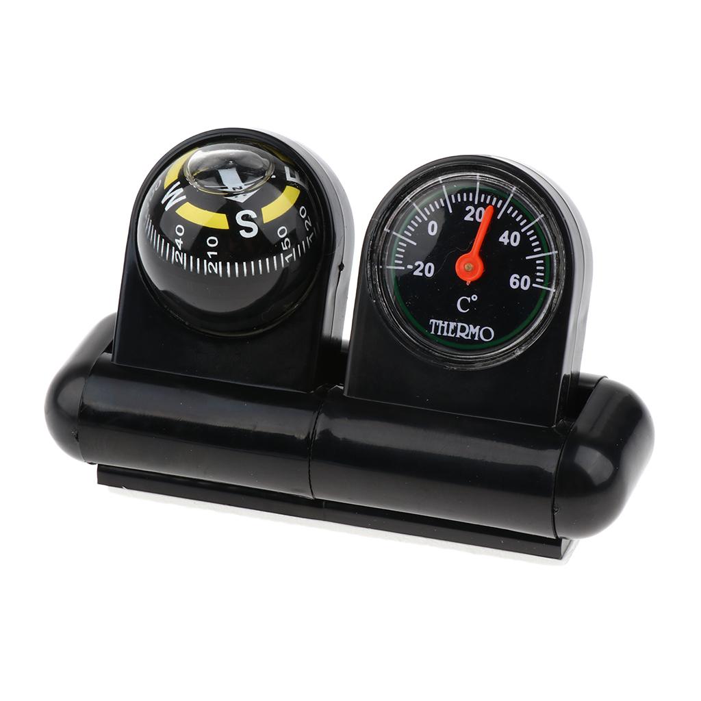 4x2 In 1 Removable Car Compass and thermometer Adhesive Van Truck Vehicle Boat