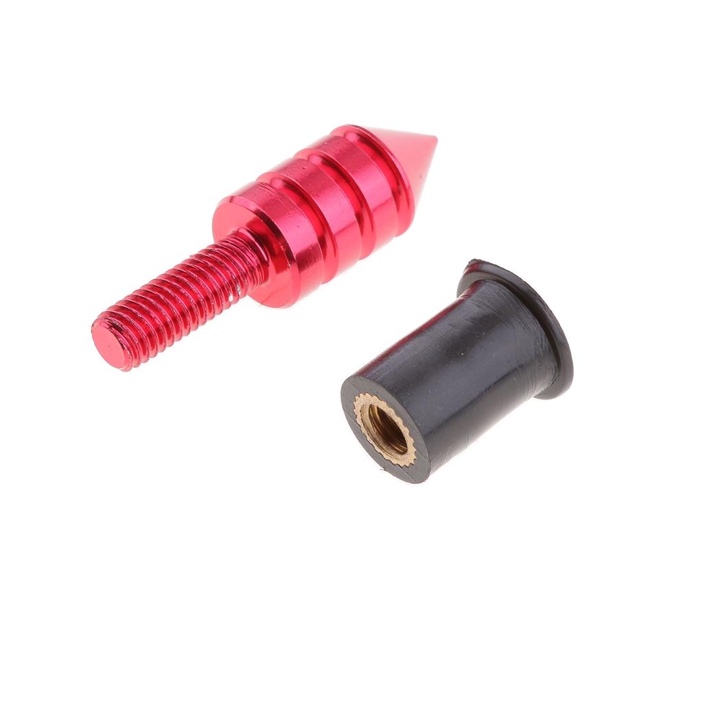 Motorcycle Windscreen M5 15mm Spike Bolt Kit Well Nuts/ Bolts/Screws Red